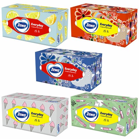 Салфетки косметические 2-слойные в картонном коробе, 250 штук, ZEWA Everyday, 8679 114755
