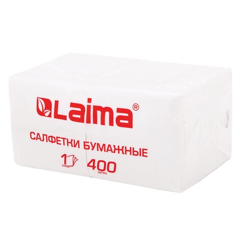 Салфетки бумажные 400 шт., 24х24 см, "Big Pack", белые, 100% целлюлоза, LAIMA, 114724 114724