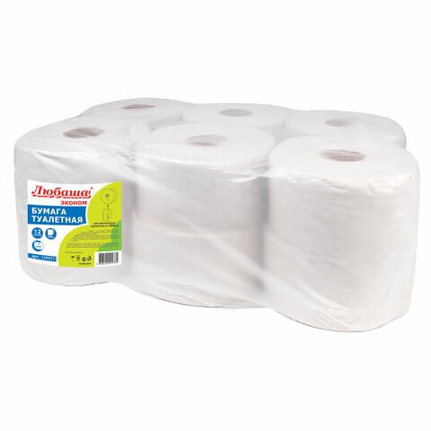 Бумага туалетная ЛЮБАША (Система T2) 1-слойная 12 рулонов по 200 метров, цвет серый, 129571, 129571 (МП-39) 129571