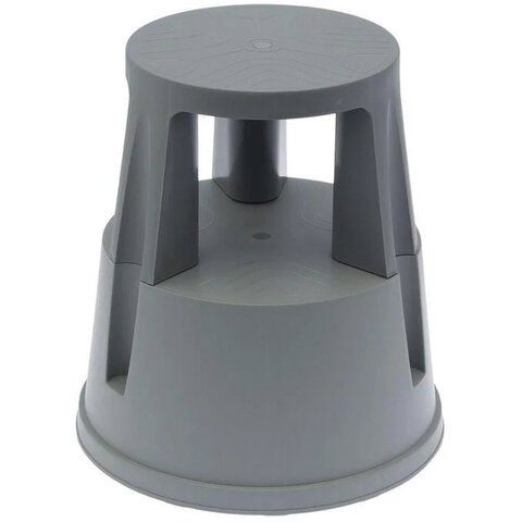 Стремянка-табурет передвижная, 2 ступени, на колесах (под нагрузкой статична), 43 см, пластик, до 150 кг, 640104 602306