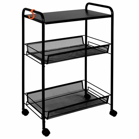 Этажерка офисно-бытовая "Ладья-33КС", 650х450х300 мм, 2 яруса + столик, металл, черная, Э 356 Ч 700932