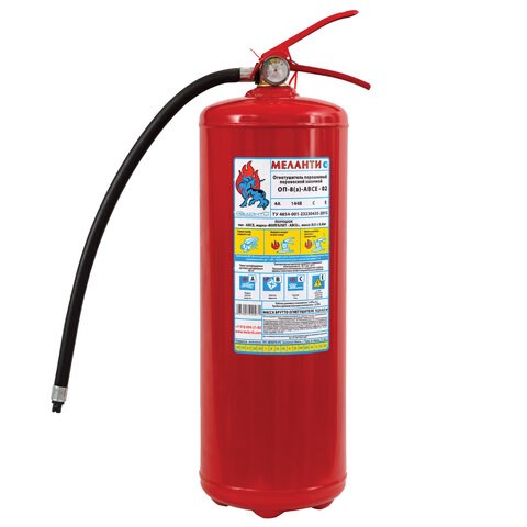Огнетушитель порошковый ОП-8, АВСЕ(твердые в-ва, горючие жидкости и газы, электрооборудование до 1000В) закачной, в индивид. коробе, МЕЛАНТИ, ОП-8 АВСЕ 610862
