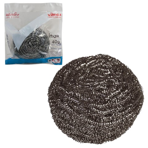 Губка металлическая VILEDA Professional "Инокс", для стойких загрязнений, нержавеющая сталь, вес 40 г, 100787 602098