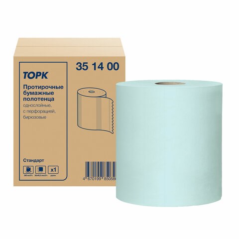 Бумага протирочная 360 м, полотенца с перфорацией, TORK СТАНДАРТ 1-слой, 888 листов 30х40,5 см, 351400 609915