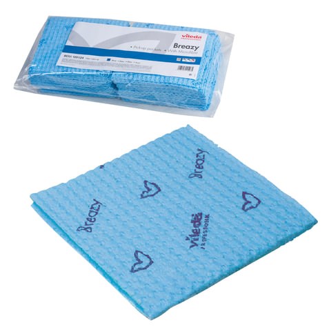 Салфетка VILEDA "Бризи", КОМПЛЕКТ 25 шт., объемное микроволокно, голубая, 35х35 см, 120124 602092