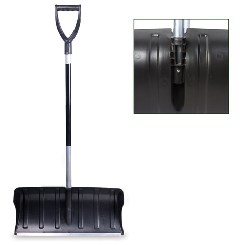 Лопата снеговая 60х30 см, пластиковая, алюминиевый черенок с V-ручкой 130 см, армирующая алюминиевая планка, № 14, №14 601188