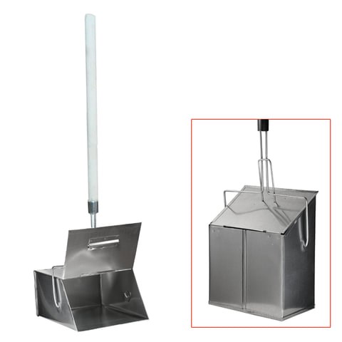 Совок для мусора, 24х29 см, закрывающаяся крышка, деревянная рукоятка 75 см, "ЛОВУШКА", металлический 603586