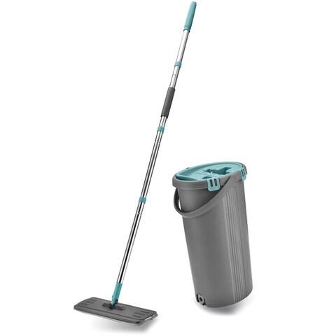 Комплект для уборки: швабра, ведро 8 л/7 л двухкамерное с отжимом, насадка, LIGHT MOP, MILEY, 901-618 607750