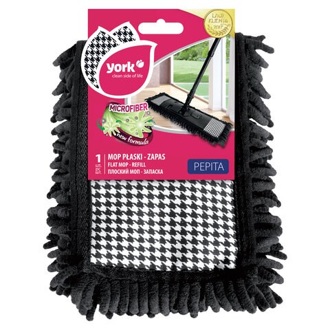 Насадка МОП плоская 39х9 см из микрофибры СИНЕЛЬ высокий ворс, для швабры "Pepita", YORK, 81312 608414