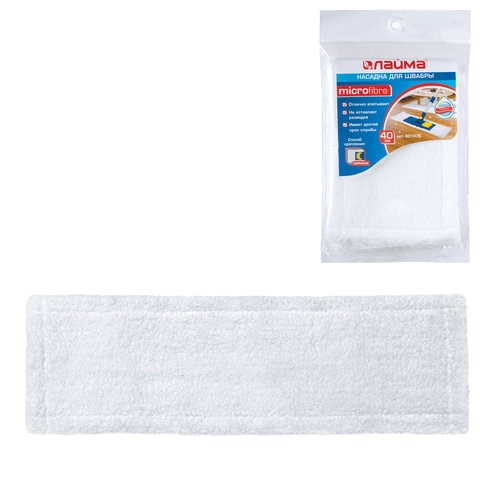 Насадка МОП плоская для швабры/держателя 40 см, карманы (ТИП К), микрофибра, упаковка, LAIMA, 601476 601476