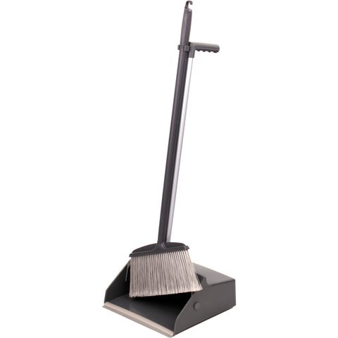 Совок для мусора + щетка, рукоятки 80 см, "БОЛЬШОЙ", для улицы, цеха, офиса, серый, LAIMA PROFESSIONAL, 606663 606663