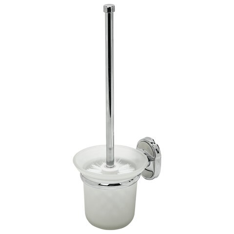 Ерш для унитаза LAIMA, подставка из толстого стекла, крепление к стене, хромированная сталь, 607425 607425