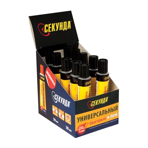 Клей универсальный СЕКУНДА "5 МИНУТ", 30 мл, в шоу-боксе, 403-197 603740