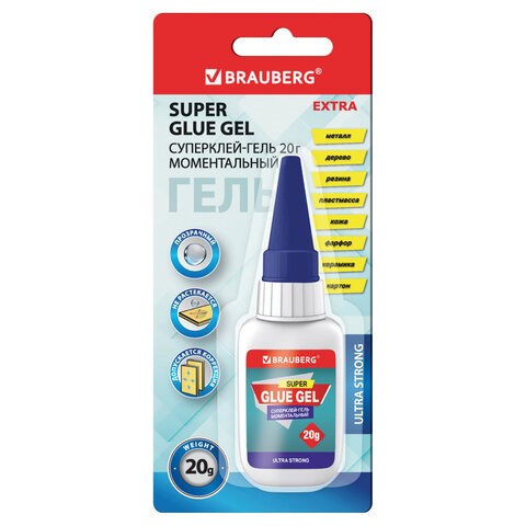 Клей-Гель моментальный ультрапрочный суперклей BRAUBERG EXTRA, 20 г, МАКСИМАЛЬНЫЙ ОБЪЕМ, 608102 608102