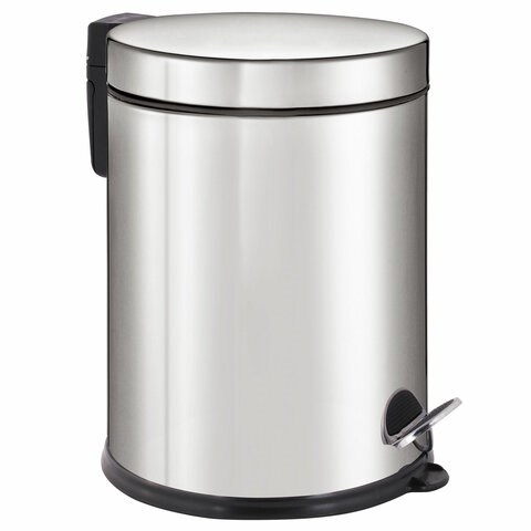 Ведро мусорное с педалью 12 литров "Classic Plus", ЗЕРКАЛЬНОЕ, нержавеющая сталь, со съемным внутренним ведром, LAIMA, ТУРЦИЯ, 608113 608113