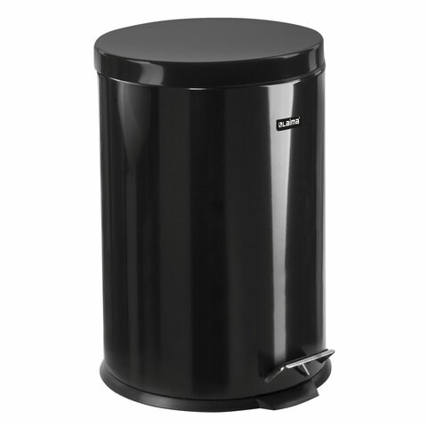 Ведро мусорное с педалью 20 литров "Classic", ЧЕРНОЕ ГЛЯНЦЕВОЕ, металлическое, со съемным внутренним ведром, LAIMA, 604945 604945
