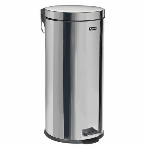 Ведро мусорное с педалью 30 литров "Classic", ЗЕРКАЛЬНОЕ, нержавеющая сталь, со съемным внутренним ведром, LAIMA, 232263 232263