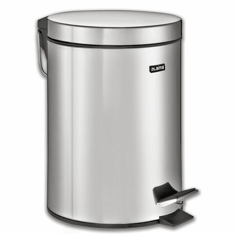 Ведро мусорное с педалью 5 литров "Classic", ЗЕРКАЛЬНОЕ, нержавеющая сталь, со съемным внутренним ведром, LAIMA, 232260 232260