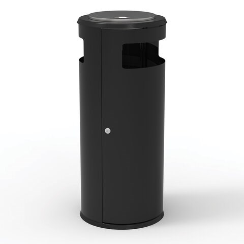 Урна уличная с пепельницей, кольцом для мешка, створка с замком, 955х455х455 мм, 70 литров, черная, "Метрополь-2" 237926