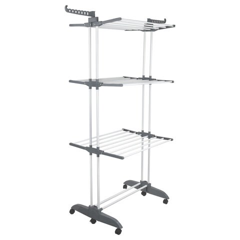 Сушилка напольная для белья раскладная МНОГОФУНКЦИОНАЛЬНАЯ, 3 уровня, на колесах, "Super Compact", СКЛАДНОЕ ОСНОВАНИЕ, LAIMA HOME, 608462 608462