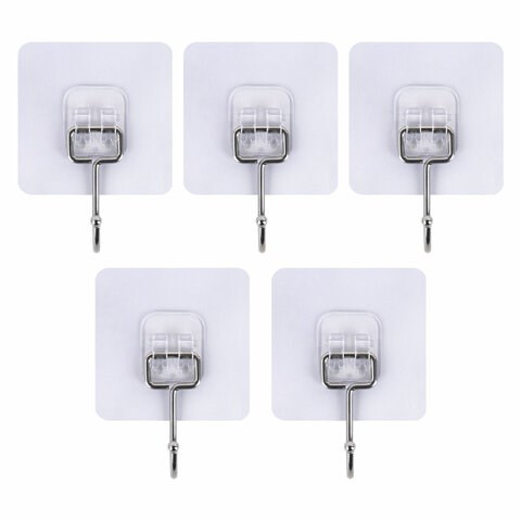 Крючки самоклеящиеся универсальные 7х7 см, КОМПЛЕКТ 5 шт., сталь + ПВХ, LAIMA Home, 608790 608790