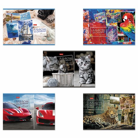 Альбом для рисования А4 48 л., скоба, обложка картон, HATBER, 205х290 мм, Ассорти, 062541, 48А4В 105749