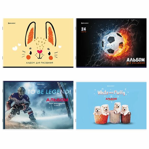 Альбом для рисования А4, 24 листа, скоба, обложка картон, BRAUBERG, 203х288 мм, "МИКС-1", 107106 107106