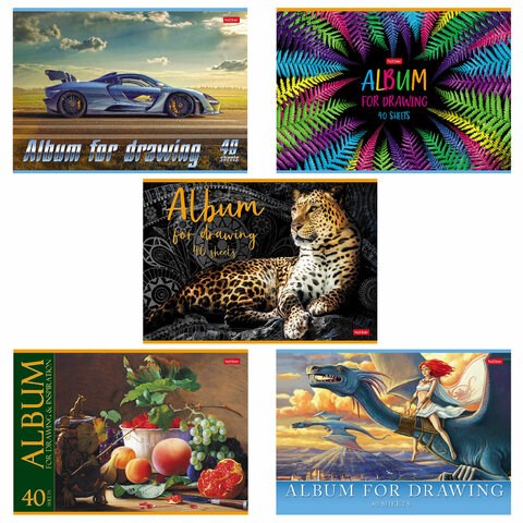 Альбом для рисования, А4, 40 л., скоба, обложка картон, HATBER, 205х290 мм, "Ассорти_Выпуск №2", 074748, 40А4В 106534