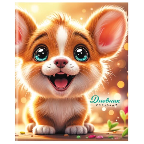 Дневник 1-11 класс 40 л., на скобе, ПИФАГОР, обложка картон, "Собачка", 107134 107134