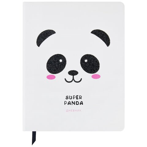 Дневник 1-11 класс 48 л., кожзам (твердая), печать, глиттер, ЮНЛАНДИЯ, "Панда", 106558 106558