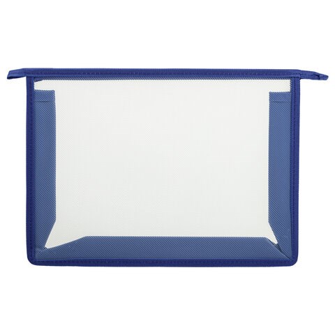 Папка для тетрадей А4 ПИФАГОР, пластик, молния сверху, прозрачная, синий, 272109 272109