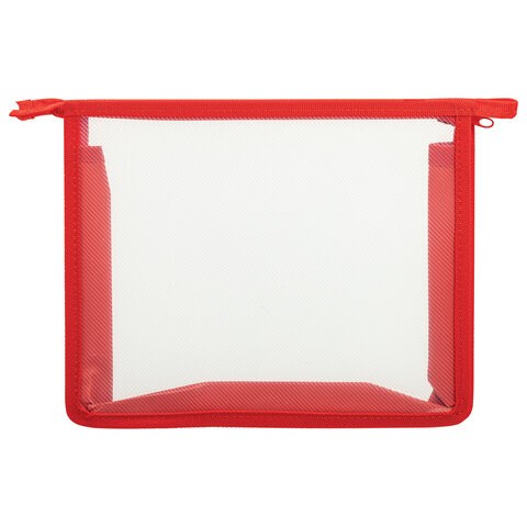 Папка для тетрадей ПИФАГОР А5, пластик, молния сверху, прозрачная, красный, 272114 272114