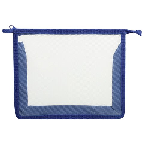 Папка для тетрадей ПИФАГОР А5, пластик, молния сверху, прозрачная, синий, 272115 272115