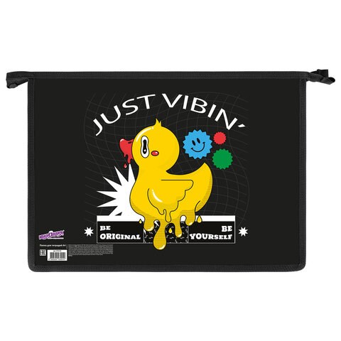 Папка для тетрадей ЮНЛАНДИЯ А4, 1 отделение, картон/пластик, конгрев, на молнии, "Duck tales", 272134 272134