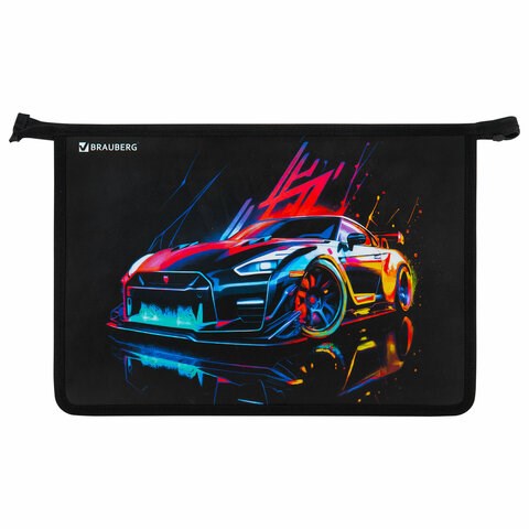 Папка для труда на молнии BRAUBERG А4, 2 отделения, органайзер, "Neon drift", 272213 272213