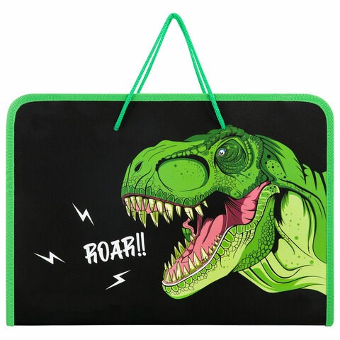 Папка для труда на молнии с ручками ПИФАГОР А4, 1 отделение, пластик, органайзер, "Dino roar", 272230 272230