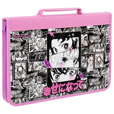 Папка на молнии BRAUBERG А4 с ручкой, с органайзером, 1 отделение, "Anime movie", 272216 272216