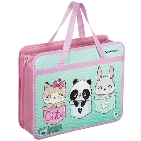 Папка на молнии с ручками BRAUBERG А4, 1 отделение, пластик, 80 мм, "BEST PALS", 271467 271467