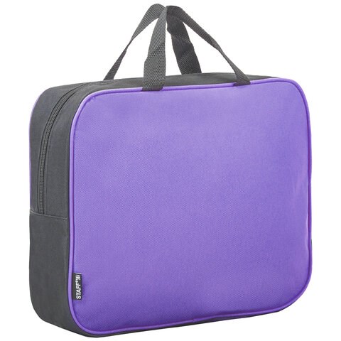 Папка на молнии с ручками STAFF EVERYDAY, А4, ширина 80 мм, полиэстер, сиреневая, 270741 270741