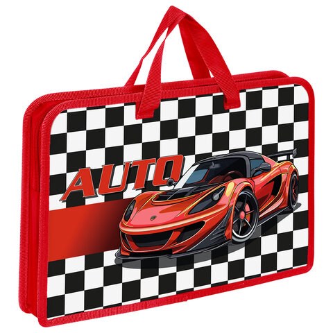 Папка на молнии с ручками ЮНЛАНДИЯ А4, 1 отделение, пластик, ширина 45 мм, Auto, 272150 272150