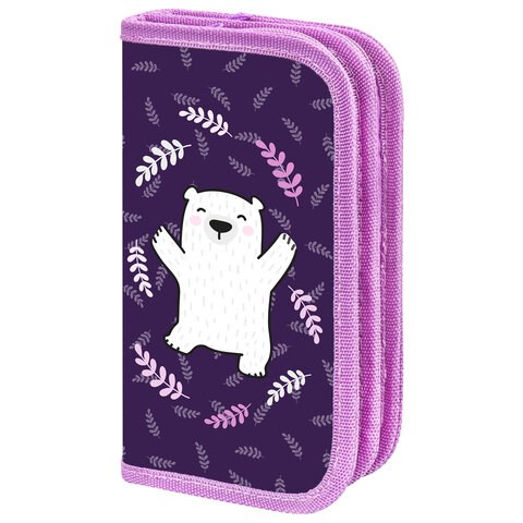 Пенал ПИФАГОР, 2 отделения, ламинированный картон, 19х11 см, "Happy bear", 272246 272246