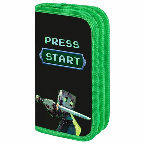 Пенал ПИФАГОР, 2 отделения, ламинированный картон, 19х11 см, "Sharp sword", 273483 273483