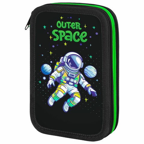 Пенал ПИФАГОР, 3 отделения, ламинированный картон, 19х11 см, "Outer space", 273488 273488
