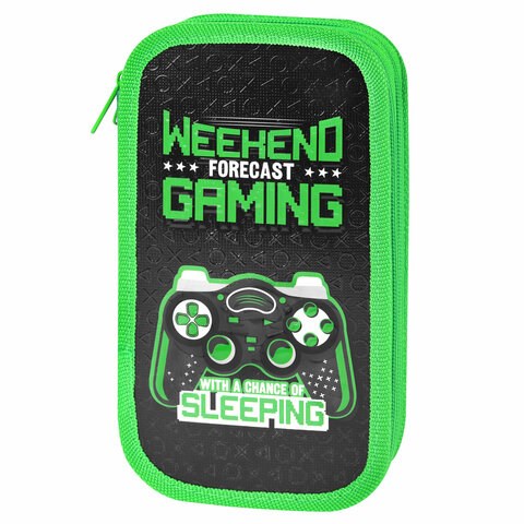 Пенал ЮНЛАНДИЯ, 2 отделения, ламинированный картон, конгрев, 19х11 см, "Gaming", 272294 272294