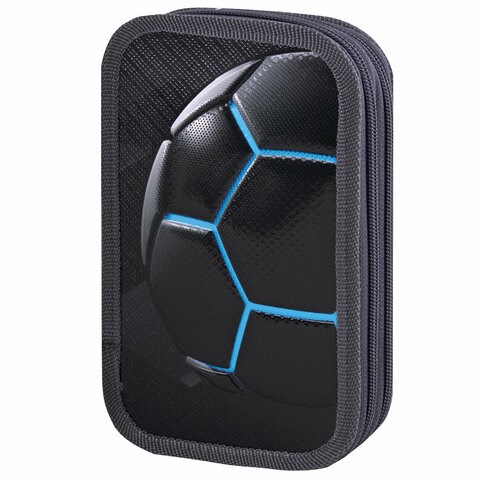 Пенал ЮНЛАНДИЯ, 2 отделения, ламинированный картон, конгрев, 19х11 см, "Soccer ball", 270888 270888