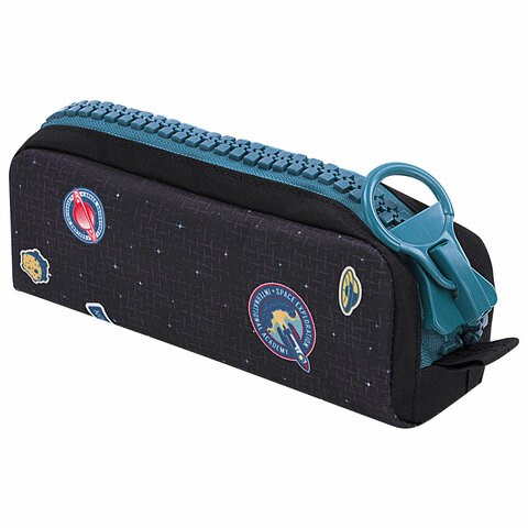 Пенал BRAUBERG с объемной "тракторной" молнией, 1 отделение, ткань, 22х8х6,5 см, "Space mission", 271567 271567