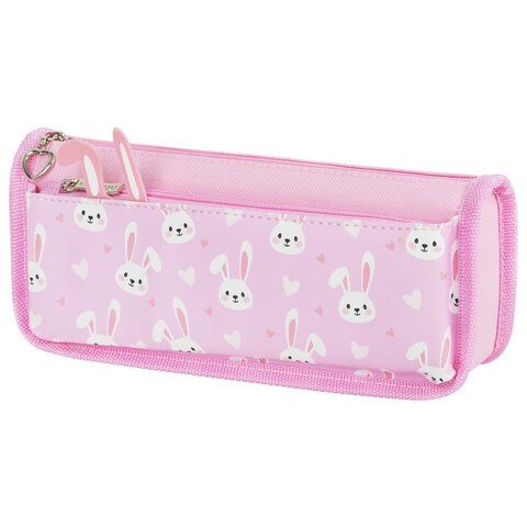Пенал мягкий ЮНЛАНДИЯ, 2 отделения, полиэстер, "Bunnies", розовый, 21х9х6 см, 272346 272346