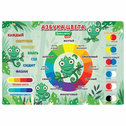 Настольное покрытие BRAUBERG KIDS для труда и творческих занятий, ПВХ, "Color map", 50х35 см, 272360 272360