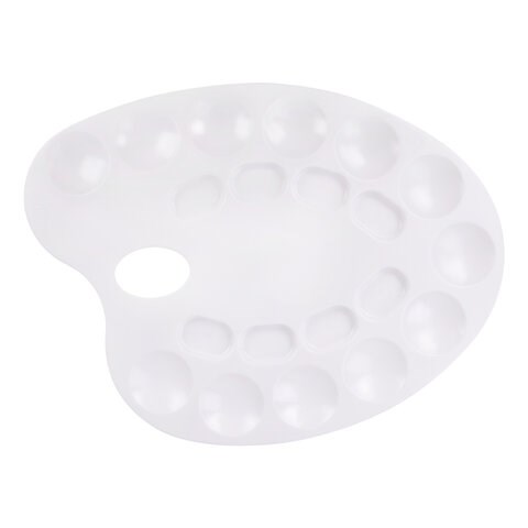 Палитра для рисования ПИФАГОР белая, пластиковая, овальная, 20 ячеек, 227808 227808