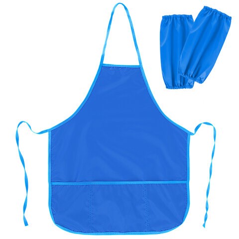 Накидка фартук с нарукавниками для труда ПИФАГОР, 3 кармана, увеличенный размер, 45x60 см, синий, 228363 228363